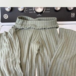 Ribbed Knit Pants in Sage Green